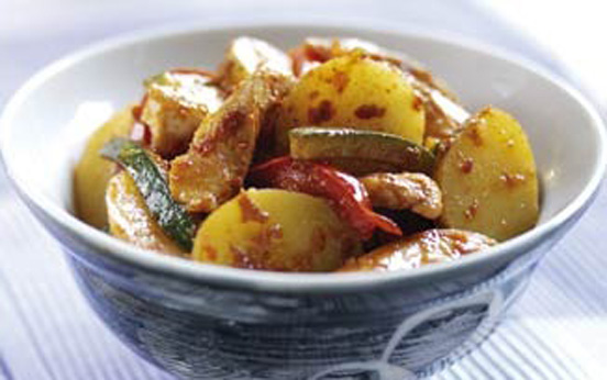 Mediterranean chicken and potato stir-fry Mediterranean chicken and potato stir-fry