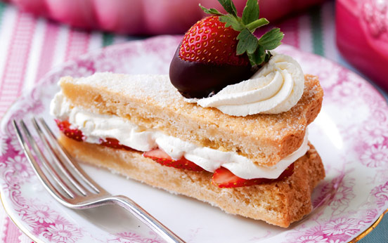 Chocolate dipped strawberry cream shortbreads