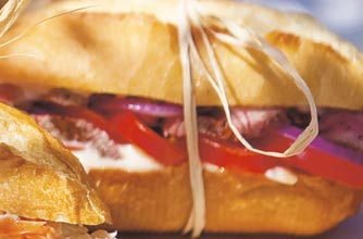 Grilled sirloin steak is grilled, sliced and layered onto crusty rolls. Ripe tomatoes add a refreshing taste. A great snack for anytime especially for picnics. Grilled sirloin steak is grilled, sliced and layered onto crusty rolls. Ripe tomatoes add a refreshing taste. A great snack for anytime especially for picnics.