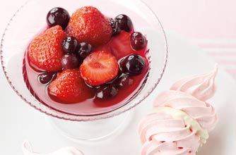 Poached berries with rose swirls Poached berries with rose swirls