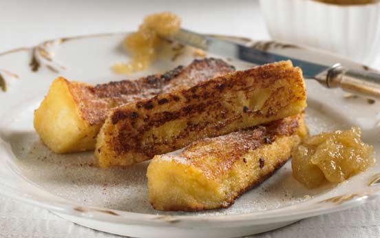 Apple butter and cinnamon custard toasts