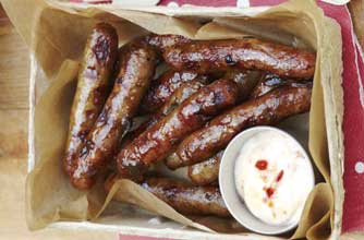 Sausages and sweet chilli dip