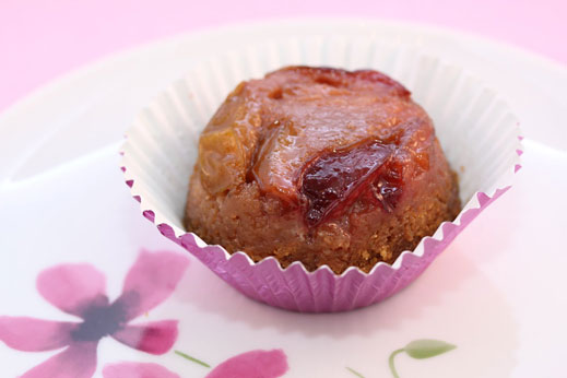 Plum upside-down cupcakes