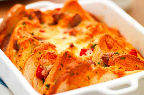 Jo Pratt's sausage bread and butter pudding
