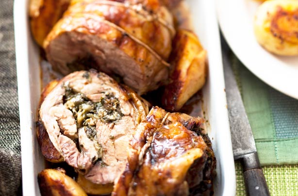 A delicious roast shoulder of lamb. In Greek style with aromatic herb stuffing, it is slowly roasted for maximum flavour. This recipe is quite economical because it can serve 8-10 people. A delicious roast shoulder of lamb. In Greek style with aromatic herb stuffing, it is slowly roasted for maximum flavour. This recipe is quite economical because it can serve 8-10 people.