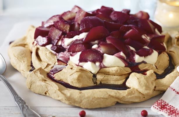 Poached pear Pavlova Poached pear Pavlova
