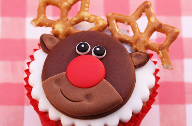 Victoria Threader's Christmas Rudolph cranberry cupcakes 