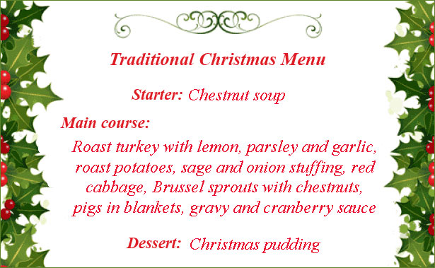 Traditional Christmas menu - NEW Traditional Christmas menu - NEW