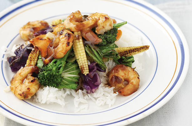 This is quick and easy meal to prepare especially during a busy mid-week. The stir-fry vegetables are pre-cut and even the rice is ready cooked. This recipe serves 2.