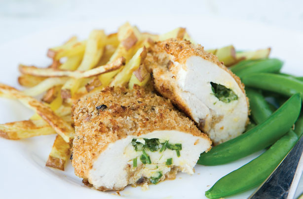 Rosemary Conley's chicken Kiev and chips 