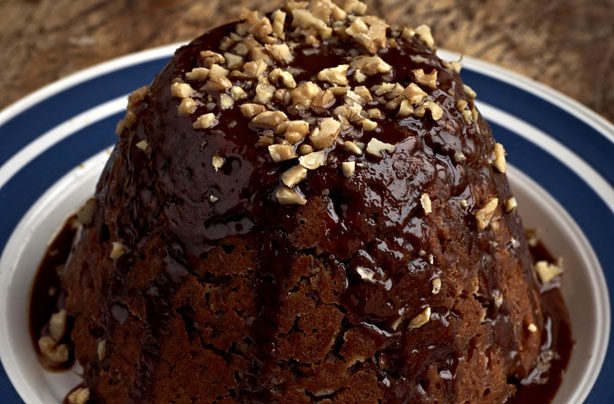 Steamed date and walnut pudding