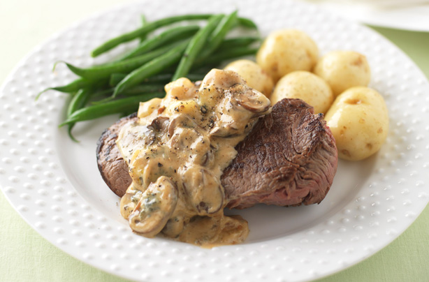 Steak with Stilton, mushroom and masala sauce Steak with Stilton, mushroom and masala sauce