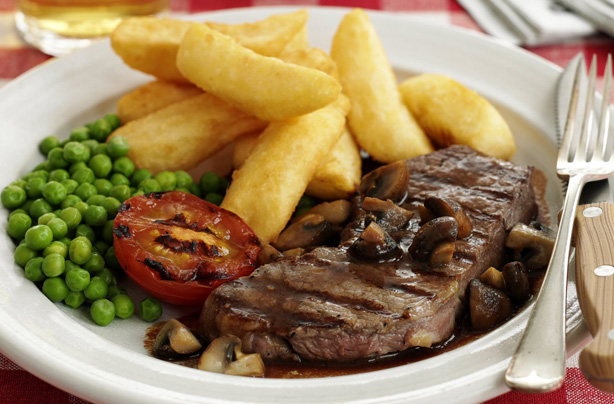 Steak with mustard, soy and port sauce Steak with mustard, soy and port sauce
