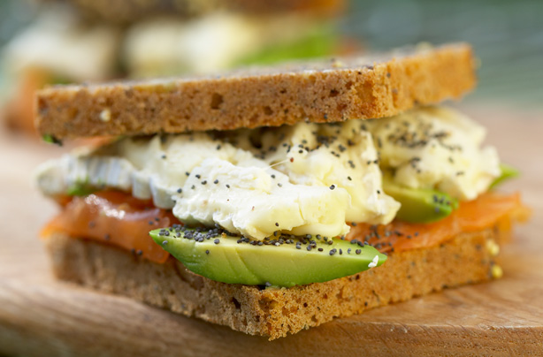 Smoked Salmon Avocado and Brie on Rye sandwich recipe Smoked Salmon Avocado and Brie on Rye sandwich recipe