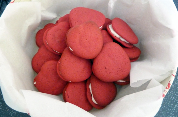 Claire Page's strawberry red velvet whoopie pies