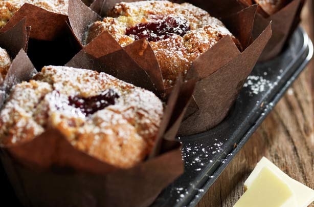 White Chocolate and Cranberry Compote Muffins