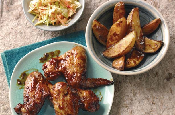 Chicken wings, wedges and slaw Chicken wings, wedges and slaw