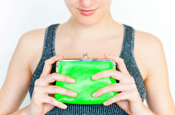 Woman holding a purse