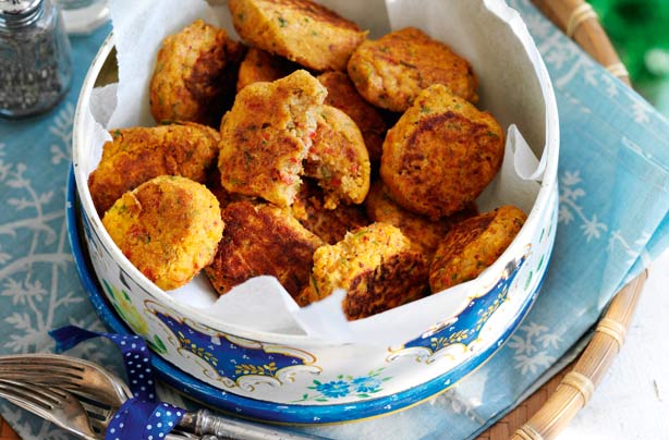 Roasted red pepper and chive falafel Roasted red pepper and chive falafel