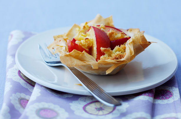 Plum and marzipan filo tarts Plum and marzipan filo tarts