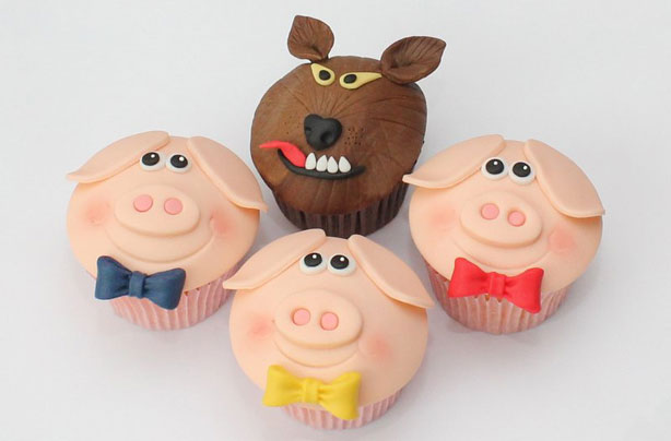 Three little pigs cupcakes