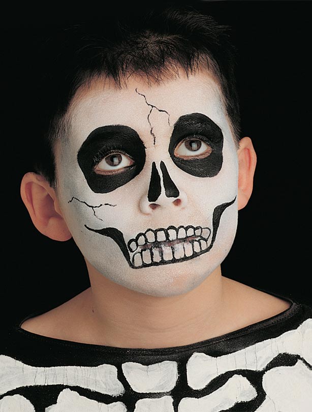 Skeleton face paint  Skull face paint, Face painting halloween, Scary face  paint