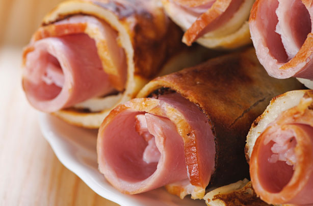 Ham and cheese pancake rolls