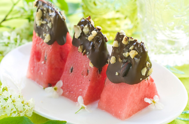 Chocolate-dipped watermelon Chocolate-dipped watermelon