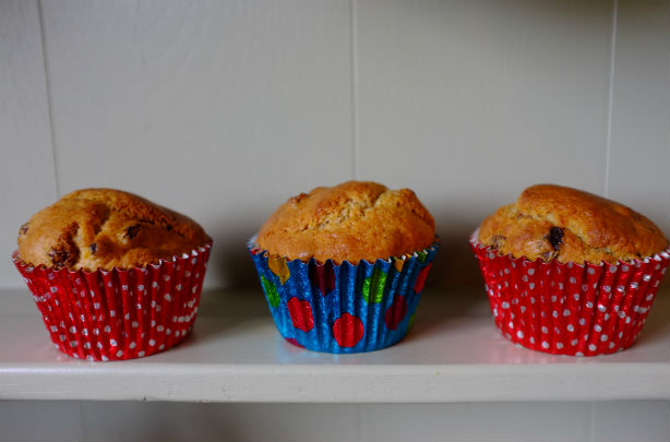 Clementine and raisin muffins