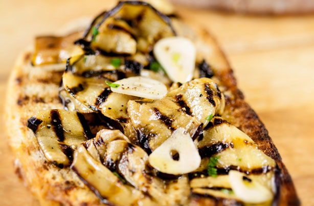 Minty aubergine bruschetta