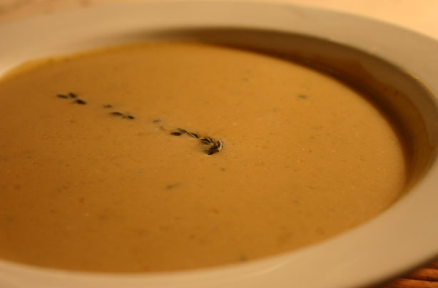 Squash, chesnut and blue cheese soup