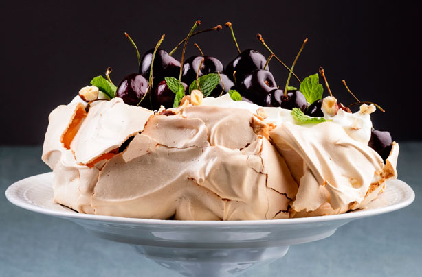 Chocolate and cherry pavlova recipe