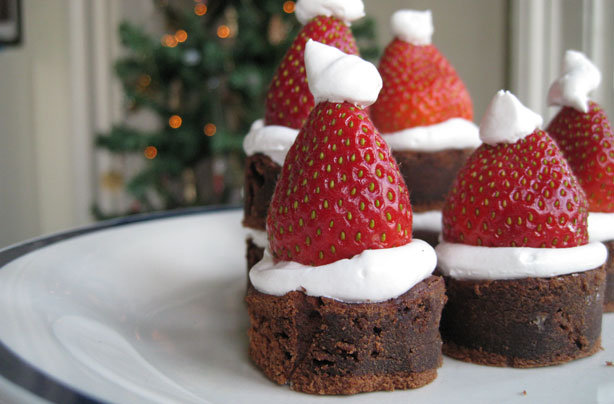 Santa hat brownies