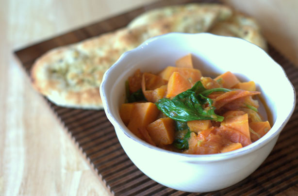Easy sweet potato and spinach curry