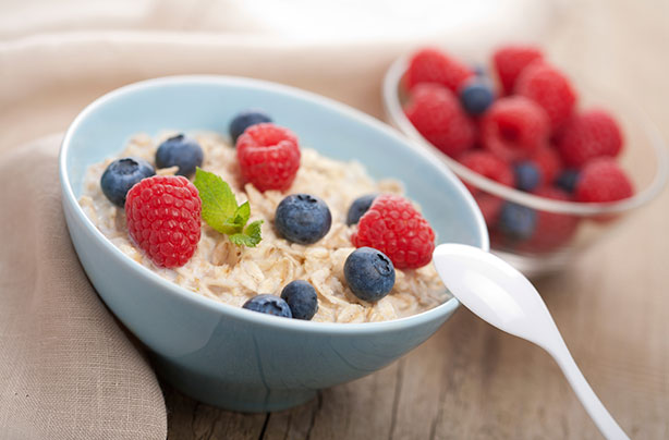 Home made porridge with fresh fruit