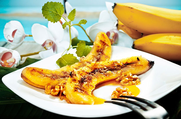 Honey baked bananas