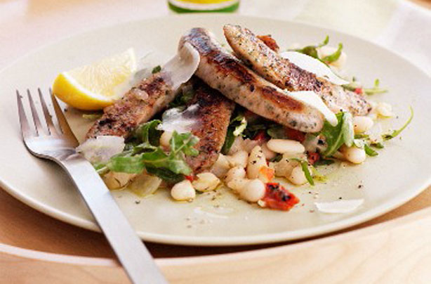 Sausage and warm white bean salad Sausage and warm white bean salad