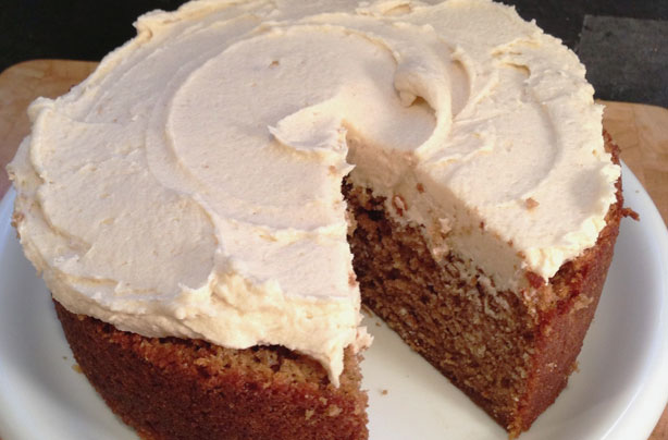 Banana cake with brown sugar frosting