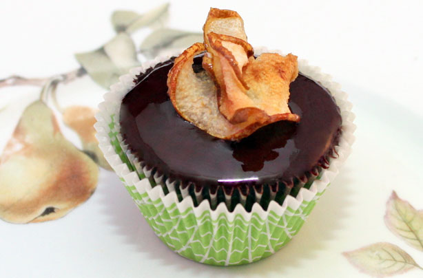 Chocolate and pear cupcakes