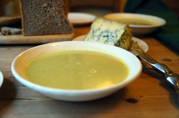 Celeriac, cider and Stilton soup