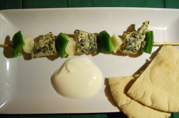 Green Thai chicken kebabs