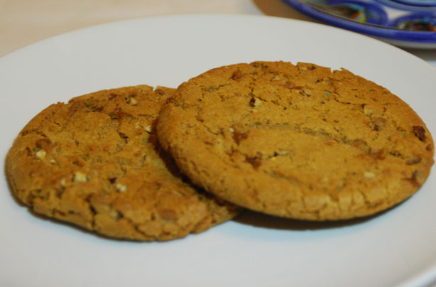 White chocolate, fudge and hazelnut cookies