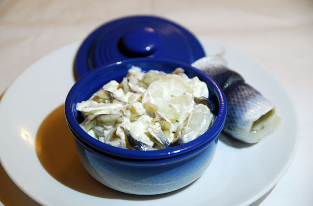 Warm potato, fennel and pickled herring salad