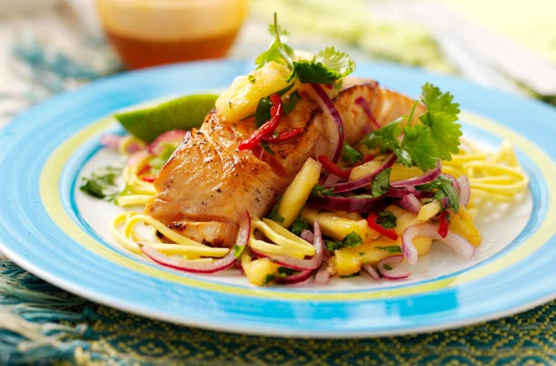 Pan-fried Thai salmon and pineapple salsa Pan-fried Thai salmon and pineapple salsa
