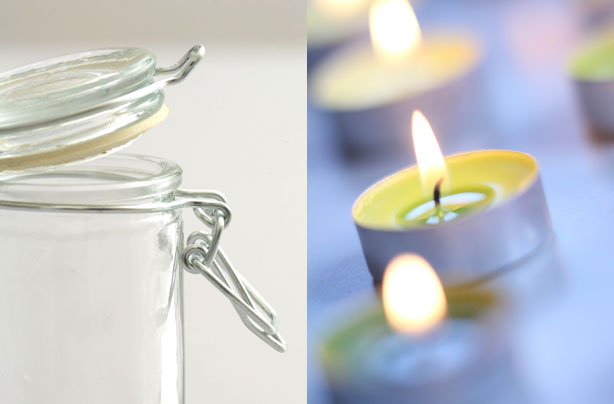 Jam jars as tea light holders Jam jars as tea light holders