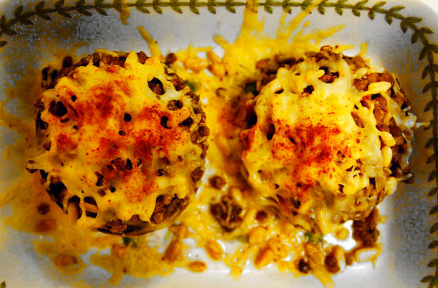Pine nut and puy lentil filled mushrooms Pine nut and puy lentil filled mushrooms