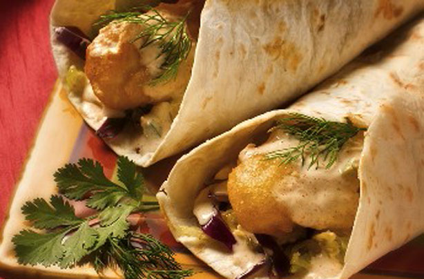 Fish finger and dill mayo wrap Fish finger and dill mayo wrap