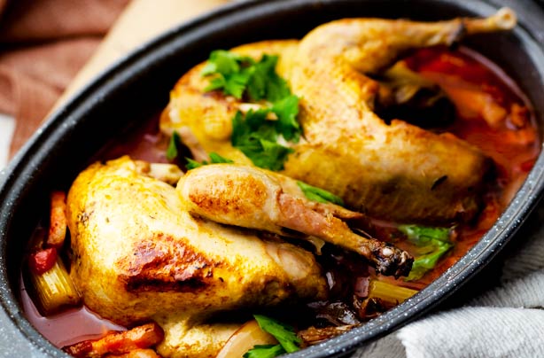 Using seasonal vegetable and 'bargain-buy' meat, this roast pheasant is a savvy way to keep both body and soul satisfied this winter