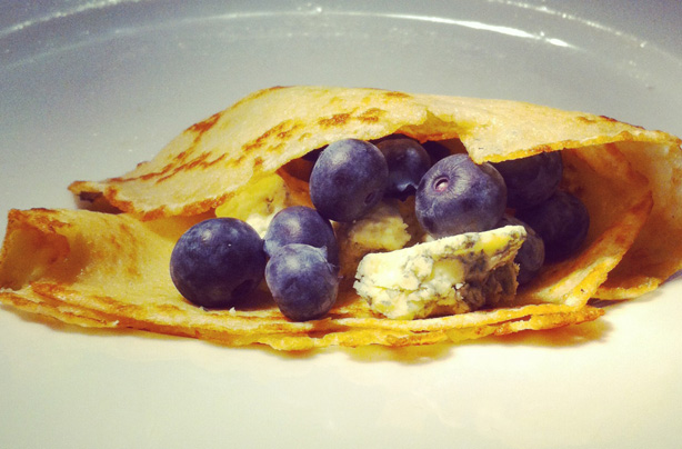 Blue cheese and blueberry pancakes Blue cheese and blueberry pancakes
