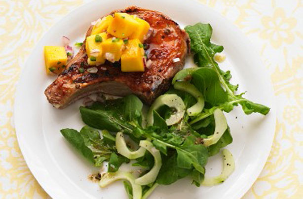 Pork chops with mango salsa